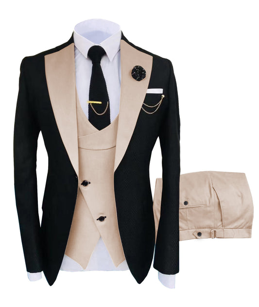 Men's business suit (3 items including blazer, vest and pants), perfect for meetings, business, parties and performances, shows