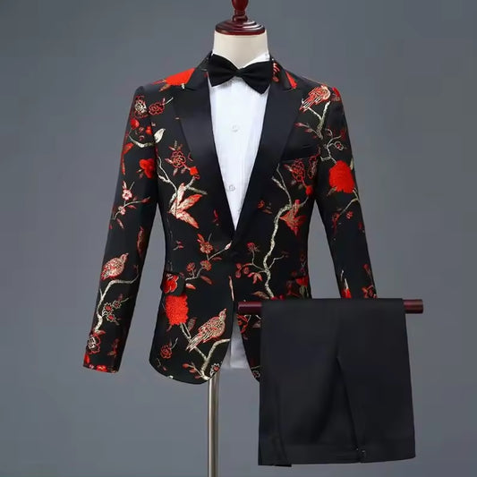 Men's business suit (2 items including blazer and pants), perfect for meetings, business, parties and performances, shows